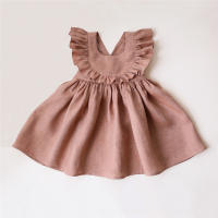 2024 Vestido de Princesa para Niñas Verano Nueva Moda Manga Voladora Algodón y Lino Ropa para Bebés de 0-3 Años - details 2