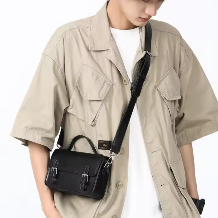 👜 👝 🎒 ⭐ ⭐ ⭐ 2025 nueva bolsa de mensajero bolsa de los hombres tendencia cartero casual neutral bolsa de hombro casual portátil pequeña bolsa cuadrada - 1