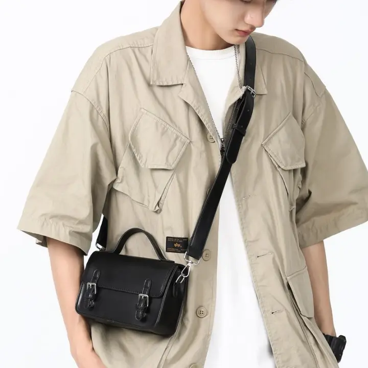👜 👝 🎒 ⭐ ⭐ ⭐ 2025 nueva bolsa de mensajero bolsa de los hombres tendencia cartero casual neutral bolsa de hombro casual portátil pequeña bolsa cuadrada - 1