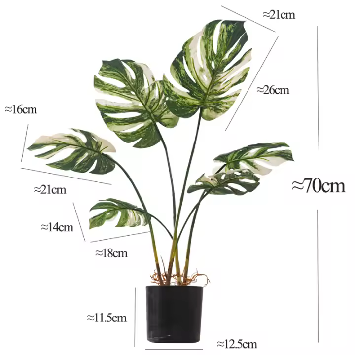 70/80cm Árbol artificial de Monstera Tropical Plantas falsas en maceta Planta de interior Hojas de imitación para el hogar Jardín Decoración al aire libre - 1