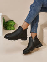 Botas de moda de caña baja de gran tamaño, otoño e invierno 2025, nuevas botas de mujer de gran tamaño europeas y americanas de tacón bajo con cremallera lateral. - details 7