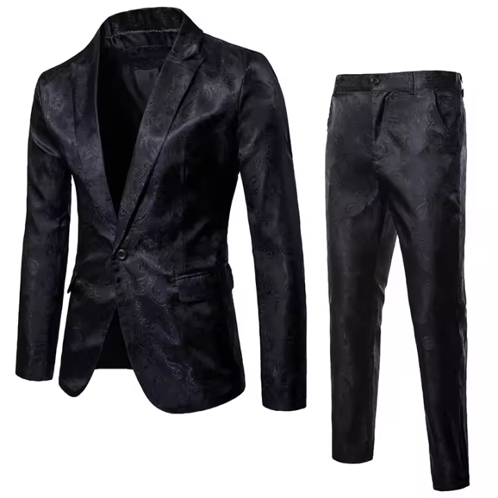Traje de vestido de cachemir de 2 piezas para hombre, conjuntos de pantalones de Blazer de boda de fiesta - 1