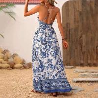 Novedad de verano, vestido de gasa de porcelana azul y blanco, vestido informal bohemio para fiesta en la playa para mujer - details 1