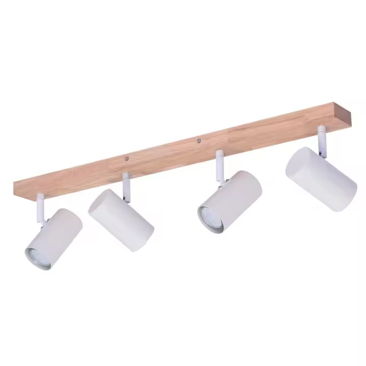 CBJKTX Foco de Techo 4 Bombillas Luz de Techo de Madera Blanca GU10 Vintage 350 °   Giratorio - 1