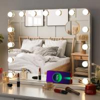 Espejo de tocador Hollywood con luces, iluminación de 3 colores, brillo ajustable, puerto de carga USB, 15 bombillas LED regulables - details 0