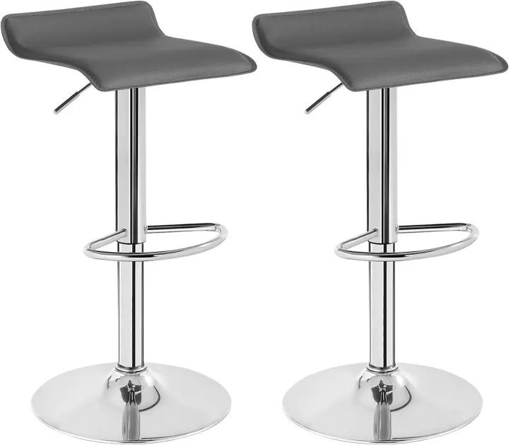 Taburetes de Cocina Giratorios 360° Altos con Asiento PVC Ajustables Diseño Elegante para Comedor, Sala de Estar, Cafetería Negro+Negro - 1