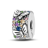 100% Ral Strling Silvr Safty Buckl Charm para mujer Fin Jwlry Regalo de cumpleaños 3 mm Braclt Birthston Material: Zircon - details 5