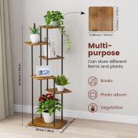 Estantería de Madera y Metal de 131cm Soporte para Múltiples Macetas Adecuado para Interior y Exterior Negro - details 14