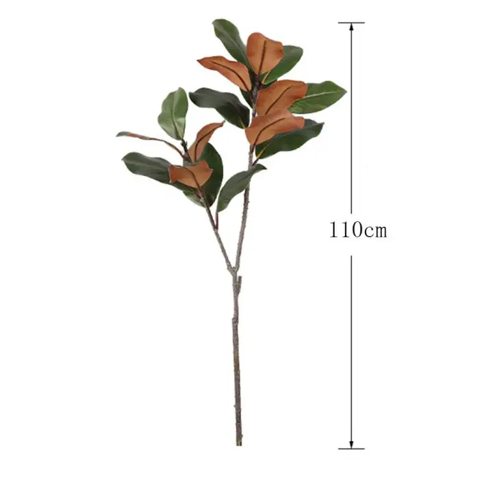 Planta artificial grande Magnolia, 2 tenedores, ramas simuladas hechas a mano, hojas de goma de 110cm - 1