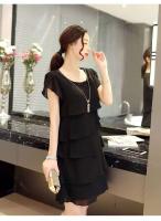 Novedad de verano, vestidos de gasa de retales para mujer, vestido Midi holgado Irregular de manga corta de Color sólido, ropa elegante de moda para mujer - details 7