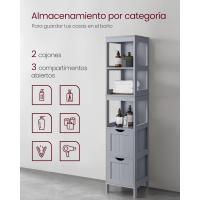 Armario de Baño Alto Almacenamiento Independiente con 2 Cajones y 3 Estantes Abiertos - details 12