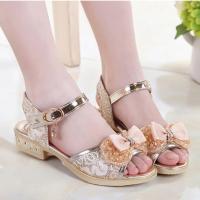 Sandalias de tacón bajo con lazo para niños y niñas, zapatos versátiles de vestir de princesa para fiesta y boda, moda de verano - details 3