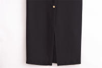 Elegante negro verano ss, sin mangas, abotonado hasta la cintura - details 3