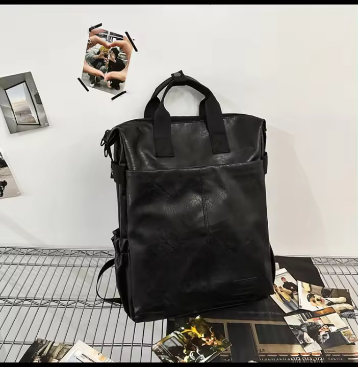 Mochila De Cuero PU suave, bolso para portátil de negocios, mochila de viaje de ocio de gran capacidad, moda - 1