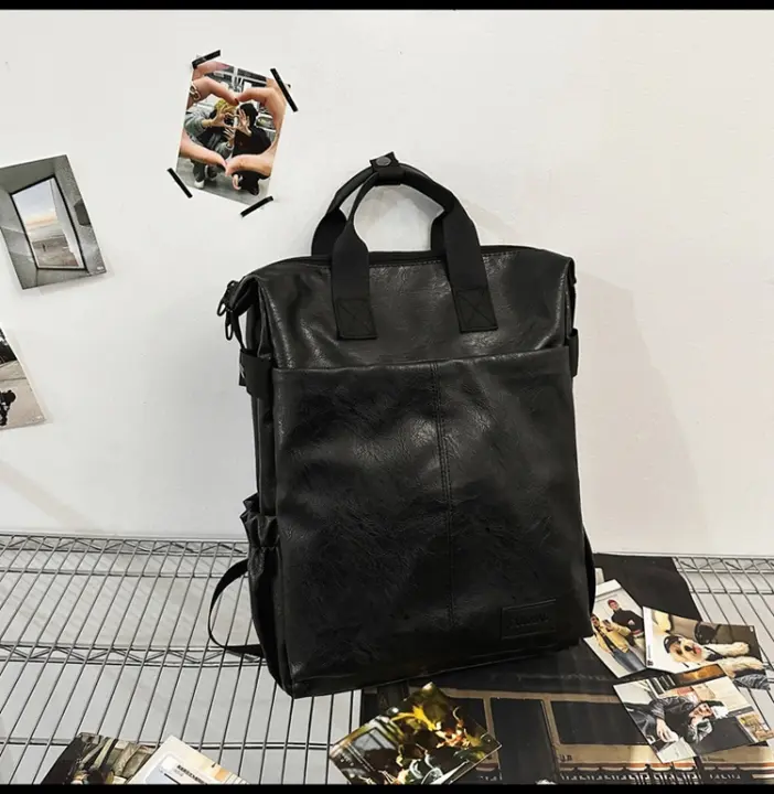 Mochila De Cuero PU suave, bolso para portátil de negocios, mochila de viaje de ocio de gran capacidad, moda - 1