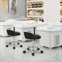Silla de Oficina de Cuero Sintético Silla de Escritorio sin Brazos Taburete Giratorio para Sala de Masaje SPA Taburete de Tocador Blanco - details 15