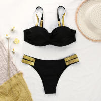 Color sólido Bikini para las mujeres de dos piezas de baño Sexy de nuevo bajo la cintura chica traje de baño para playa trajes de baño - details 7
