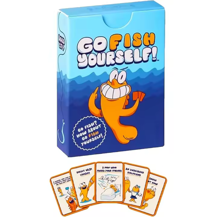 Go Fish Yourself: juego de cartas para adultos hilarantemente retorcido |   Baraja de Fiesta 2025 para Amigos, Parejas y Colegas |   Regalo de broma para noches de juegos, elefante blanco y diversión tostada (1 pieza) - 1