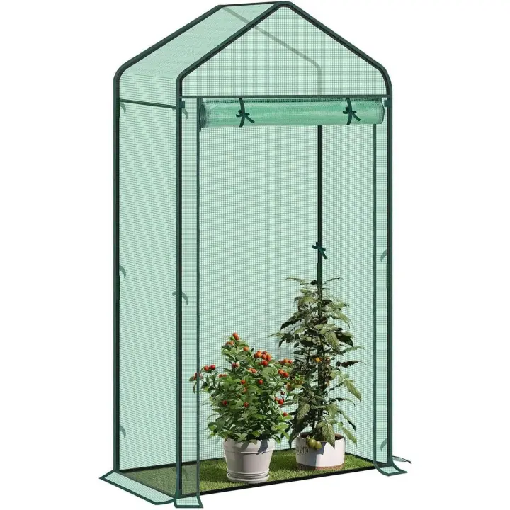 Invernadero de aluminio, invernadero de casa de jardín, 100x50x190cm verde - 1