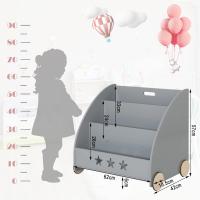 4 Ruedas y 3 Estantes Pequeños Librero Infantil para Habitación Organizador Multiusos Estante Mini Libreria Gris Maram - details 2
