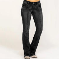 Vaqueros elásticos de tiro medio para mujer, Jeans de moda, Luscious Curvy Bootcut, Insta - details 2