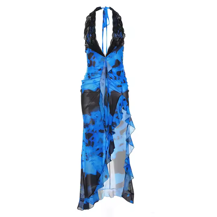 BUNO-Vestidos sexis de fiesta con escote en V profundo con espalda descubierta ceñido al cuerpo vestido largo de noche elegante para mujer vestido de verano 2025 Vestidos - 1