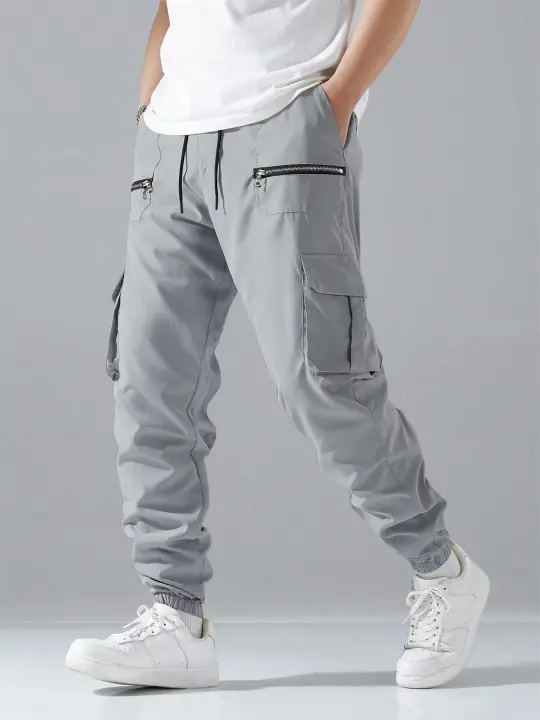 Pantalones de trabajo de moda para hombre con múltiples bolsillos, pantalones casuales deportivos tácticos atados al tobillo, 8630 - 1