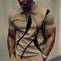 Polo para hombre, Polo con cuello, camisa de golf, estampado gráfico, geometría, apertura EAL, manga corta, ropa con cremallera, top de diseñador - details 15