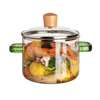 Cacerola de cocina transparente con tapa, olla de vidrio mejorada más gruesa y pesada para usar en llamas abiertas y estufas de Gas - details 0