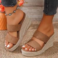 Sandalias con punta de plataforma abierta para mujer, calzado cómodo de tacón alto, zapatillas de playa, talla grande 35-43 - details 1