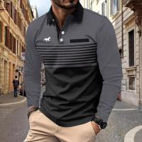 Polo de Sport de Moda para Hombres Cuello Abajo, Algodón Poliéster 100%, Impresión Digital 3D, Transpirable, Elegante para Negocios Casuales - details 0
