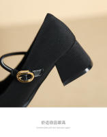Zapatos sencillos estilo francés de tacón medio y punta cuadrada Merceditas - details 6