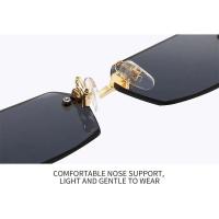 Gafas de sol cuadradas pequeñas, rectangulares, sin marco, para hombres y mujeres, populares, a la moda, para vistas de verano - details 9