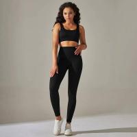 Conjunto de yoga acanalado sin costuras para mujer, ropa de gimnasio, sujetador con elevación, leggings, top de entrenamiento, chándal deportivo, 2 piezas - details 4
