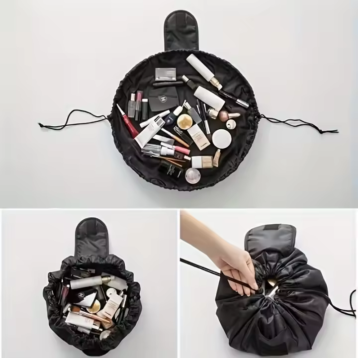 Bolsa de maquillaje con cordón perezoso, bolsa de cosméticos de viaje de gran capacidad, organizador de maquillaje portátil - 1
