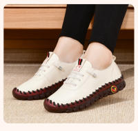Zapatos de marca antideslizantes para mujer, zapatillas de cuero suave, mocasines cómodos sin cordones, zapatos para mamá con hilo de coser a mano - details 17