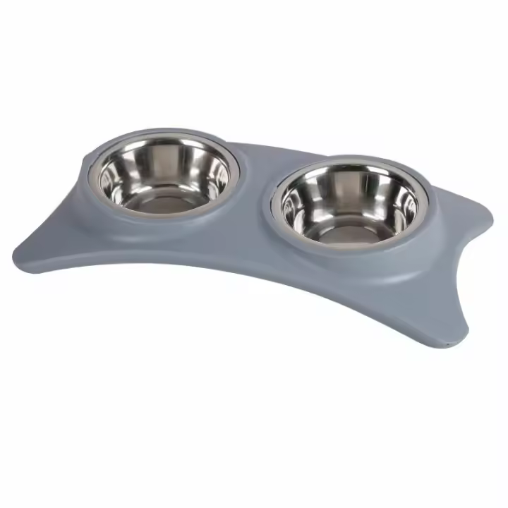 Comedero de 2 cuencos acero inoxidable extraíble para mascota perro gato - 1