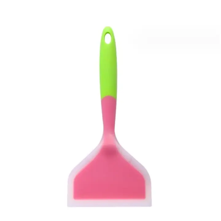 Espátula de silicona para pescado Espátula para panqueques Espátula plana ancha antiadherente resistente al calor para huevos Tamales pizza (rosa y verde) - 1