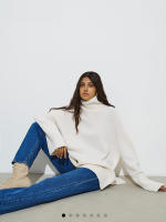 Suéter con cuello de tortuga para mujer, jersey básico de punto con abertura, holgado e informal, suave y cálido, otoño e invier - details 5