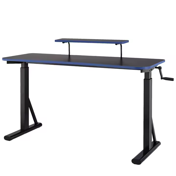 Mesa de Juegos Ajustable de Altura Escritorio Rectangular con Estante Elevado para Monitor - 1
