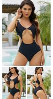 Monokini ahuecado para mujer, bañador de Color sólido, traje de baño Sexy de una pieza, microbikini ajustado, 2024 - details 8