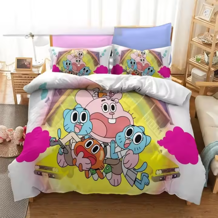 Set de Ropa de Cama 3D Impresa de Anime Amazing World Gumball Funda de Edredón Darwin Anais - 1