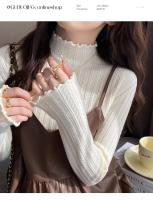 2025 suéteres de cuello alto fruncidos para mujer Otoño Invierno Jersey cálido Tops ajustados suéter de punto Jersey suave para mujer - details 4