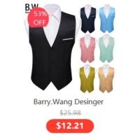 Chaleco de seda para hombre, Jacquard, verde, azul, rojo, dorado, rosa, corbata, pañuelo, conjunto de gemelos, chaqueta sin mangas de negocios para boda - details 11