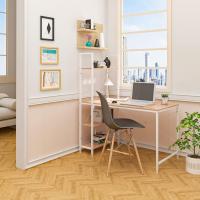 Ordenador, Mesa de Trabajo de Madera y Acero, Roble+Blanco, TSB01whe - details 1