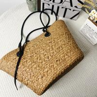 Bolso de mano de paja de papel tejido a mano - Bolso de hombro abierto beige natural de gran capacidad para mujeres y hombres, bolso de playa espacioso, compras, trabajo, viajes - details 4