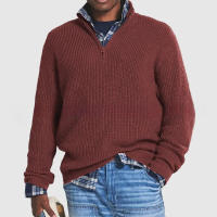 Suéter de cuello alto con cremallera para hombre, suéter suelto informal de negocios, otoño e invierno, nuevo - details 2