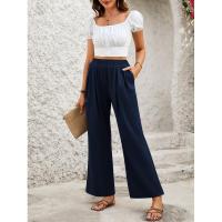 Pantalones sueltos y cómodos de pierna recta, pantalones de mujer con cintura elástica para - details 21