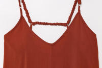 TRAFZA-vestidos Midi elegantes de verano para mujer, estilo pijama, lisos, sin mangas, con espalda descubierta y cuello en V, vestido plisado con tirantes drapeados - details 13
