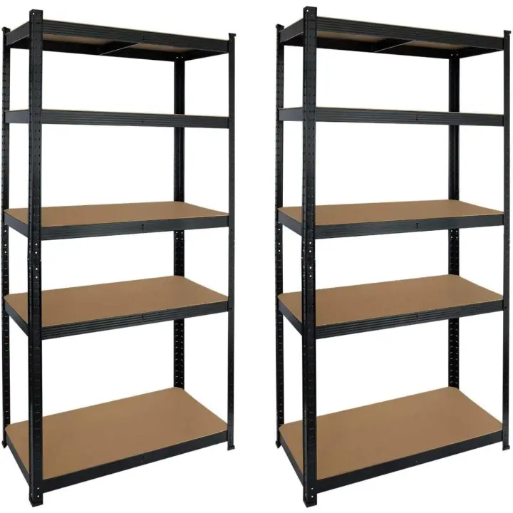 Estanterías Metálicas Galvanizadas Color Negro 875Kg 5 Baldas modulares 180 x 90 x 40cm Set de 2 - 1